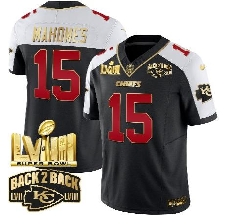 Men Kansas City Chiefs #15 Mahomes Black 2024 Nike Limited NFL Jersey